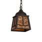 Meyda Lighting Valley View 6"Sq Oil Rubbed Bronze Mini Pendant Light With Amber Mica Shade Glass