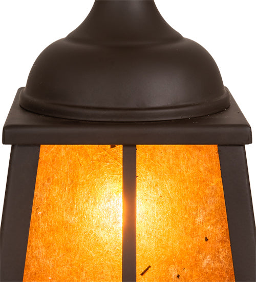 Meyda Lighting Valley View 6"Sq Oil Rubbed Bronze Mini Pendant Light With Amber Mica Shade Glass