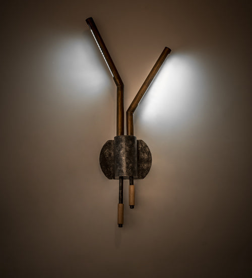 Meyda Lighting Varillas 12" 2-Light LED Silicon Bronze & Black Nickel Wall Sconce