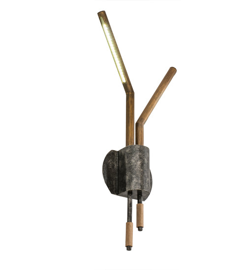 Meyda Lighting Varillas 12" 2-Light LED Silicon Bronze & Black Nickel Wall Sconce