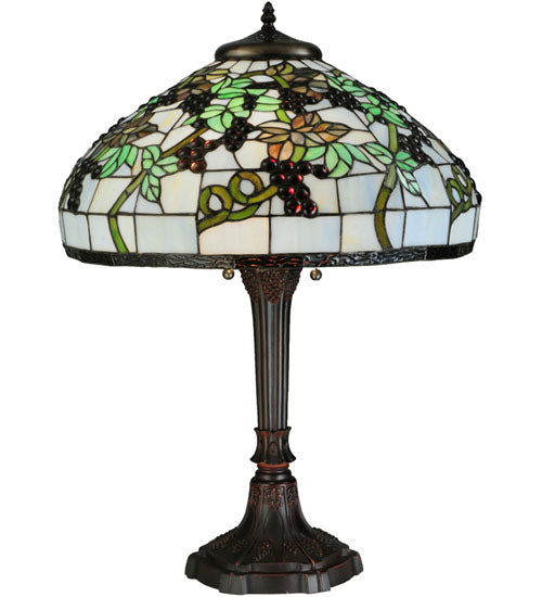 Meyda Lighting Veneto 28" 2-Light Mahogany Bronze Table Lamp With Multi-Colored Shade Glass