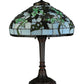 Meyda Lighting Veneto 28" 2-Light Mahogany Bronze Table Lamp With Multi-Colored Shade Glass