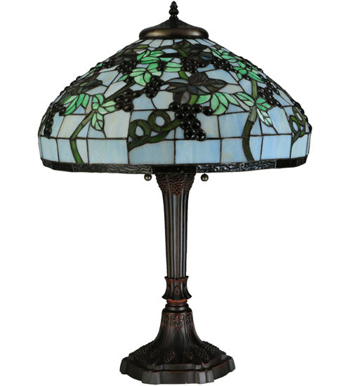 Meyda Lighting Veneto 28" 2-Light Mahogany Bronze Table Lamp With Multi-Colored Shade Glass