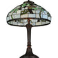Meyda Lighting Veneto 28" 2-Light Mahogany Bronze Table Lamp With Multi-Colored Shade Glass