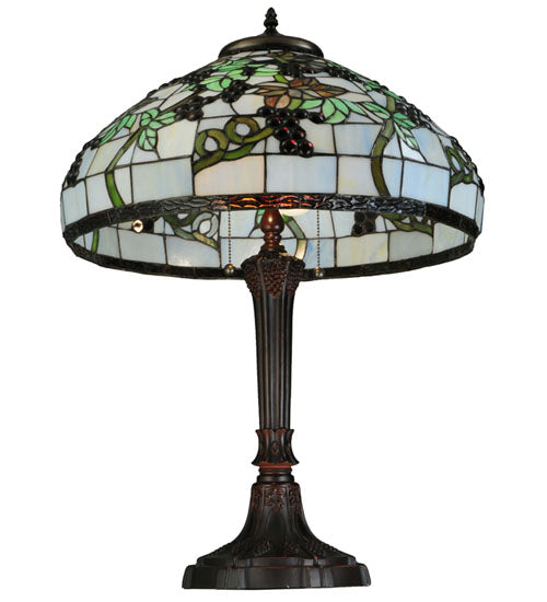 Meyda Lighting Veneto 28" 2-Light Mahogany Bronze Table Lamp With Multi-Colored Shade Glass