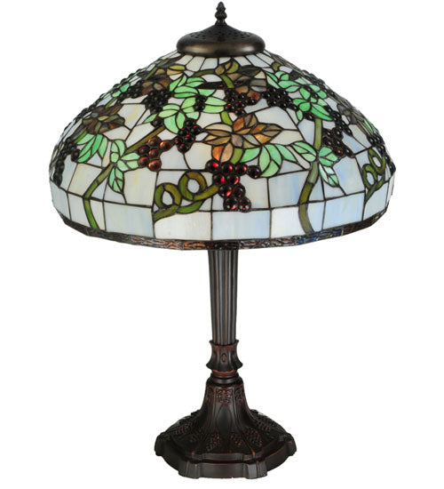 Meyda Lighting Veneto 28" 2-Light Mahogany Bronze Table Lamp With Multi-Colored Shade Glass