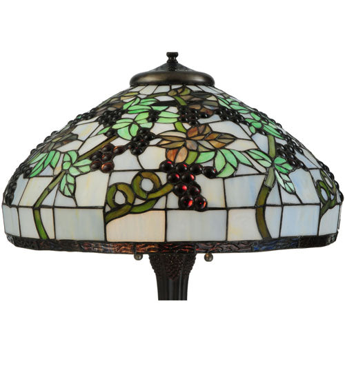 Meyda Lighting Veneto 28" 2-Light Mahogany Bronze Table Lamp With Multi-Colored Shade Glass