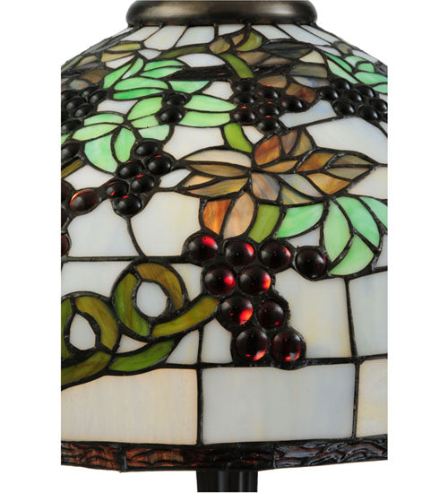 Meyda Lighting Veneto 28" 2-Light Mahogany Bronze Table Lamp With Multi-Colored Shade Glass