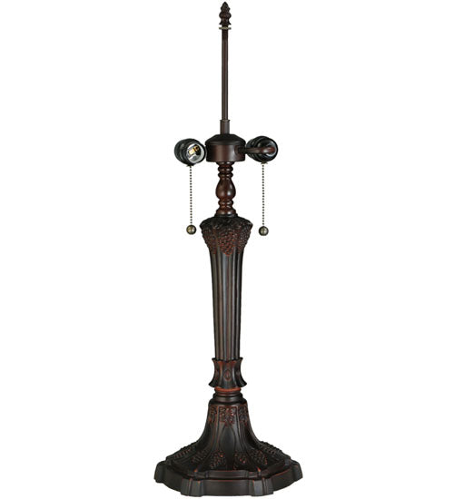 Meyda Lighting Veneto 28" 2-Light Mahogany Bronze Table Lamp With Multi-Colored Shade Glass
