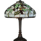 Meyda Lighting Veneto 28" 2-Light Mahogany Bronze Table Lamp With Multi-Colored Shade Glass