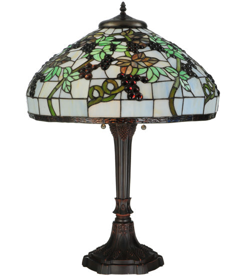 Meyda Lighting Veneto 28" 2-Light Mahogany Bronze Table Lamp With Multi-Colored Shade Glass