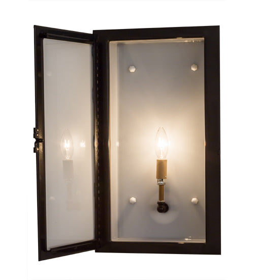 Meyda Lighting Ventana 10" Black Chrome Wall Sconce With Frosted White Shade Glass