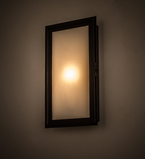 Meyda Lighting Ventana 10" Black Chrome Wall Sconce With Frosted White Shade Glass