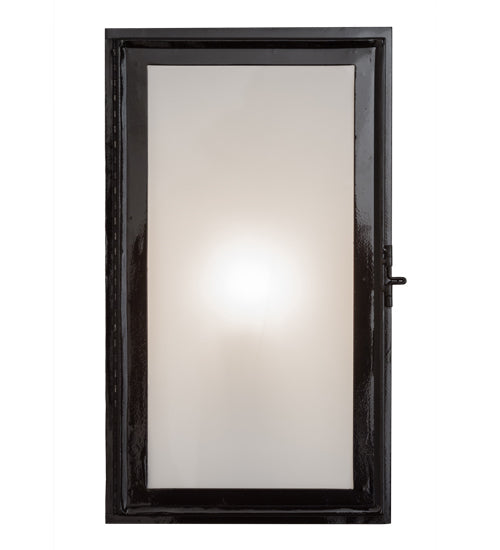 Meyda Lighting Ventana 10" Black Chrome Wall Sconce With Frosted White Shade Glass