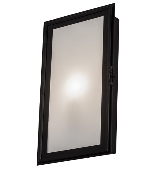 Meyda Lighting Ventana 10" Black Chrome Wall Sconce With Frosted White Shade Glass