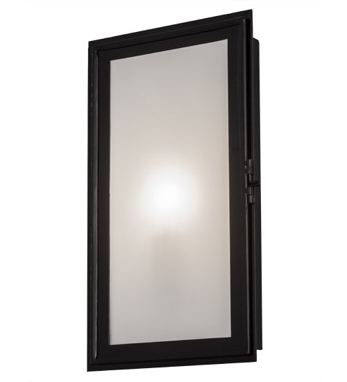 Meyda Lighting Ventana 10" Black Chrome Wall Sconce With Frosted White Shade Glass