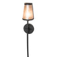 Meyda Lighting Verheven 5" Black Satin Wrought Iron Wall Sconce With Silver Mica Shade Glass