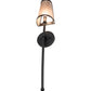 Meyda Lighting Verheven 5" Black Satin Wrought Iron Wall Sconce With Silver Mica Shade Glass