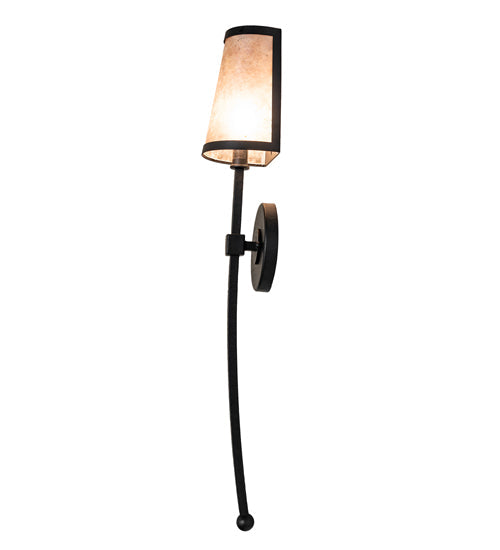 Meyda Lighting Verheven 5" Black Satin Wrought Iron Wall Sconce With Silver Mica Shade Glass