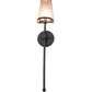 Meyda Lighting Verheven 5" Black Satin Wrought Iron Wall Sconce With Silver Mica Shade Glass