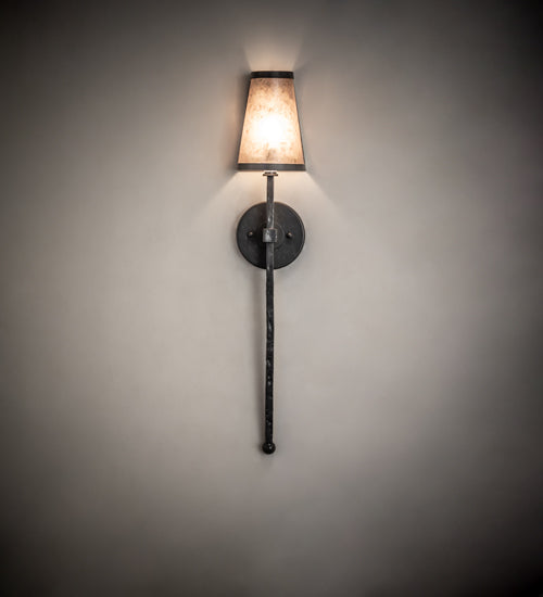 Meyda Lighting Verheven 5" Graphite Pewter Wall Sconce With Silver Mica Shade Glass
