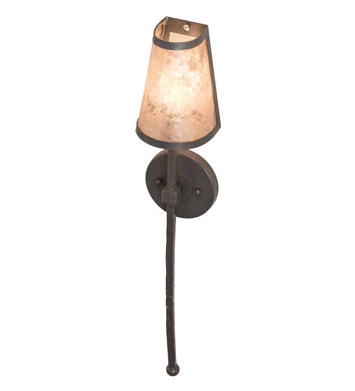 Meyda Lighting Verheven 5" Graphite Pewter Wall Sconce With Silver Mica Shade Glass