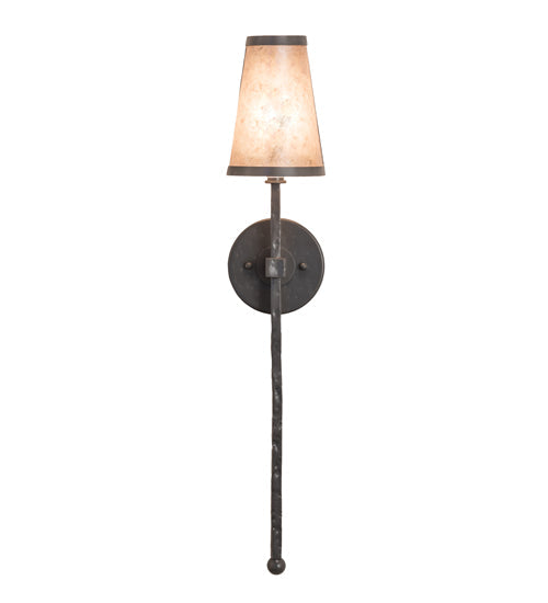 Meyda Lighting Verheven 5" Graphite Pewter Wall Sconce With Silver Mica Shade Glass