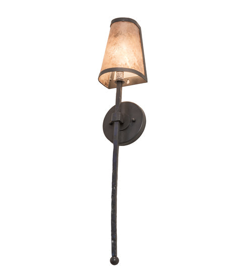 Meyda Lighting Verheven 5" Graphite Pewter Wall Sconce With Silver Mica Shade Glass