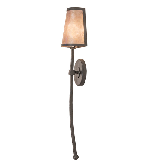 Meyda Lighting Verheven 5" Graphite Pewter Wall Sconce With Silver Mica Shade Glass