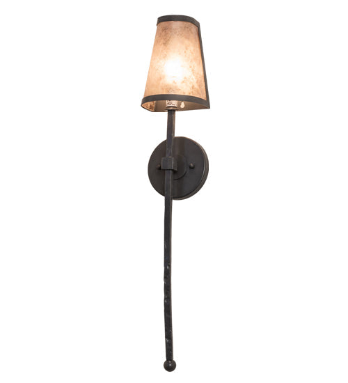 Meyda Lighting Verheven 5" Graphite Pewter Wall Sconce With Silver Mica Shade Glass