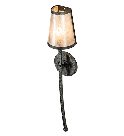 Meyda Lighting Verheven 5" Gunmetal Wall Sconce With Silver Mica Shade Glass