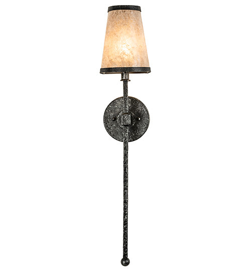 Meyda Lighting Verheven 5" Gunmetal Wall Sconce With Silver Mica Shade Glass