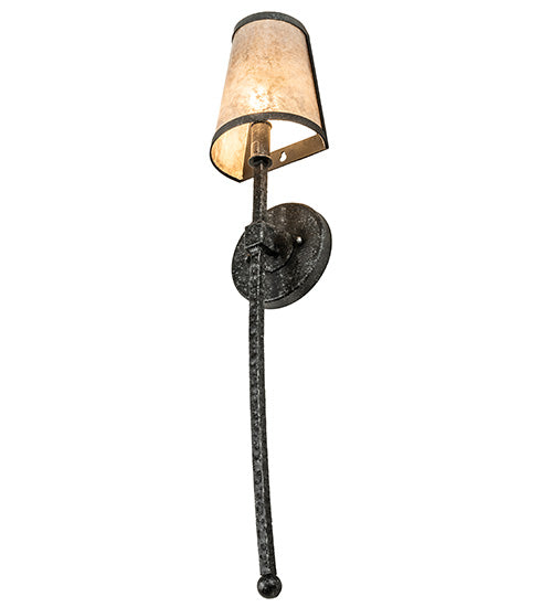 Meyda Lighting Verheven 5" Gunmetal Wall Sconce With Silver Mica Shade Glass