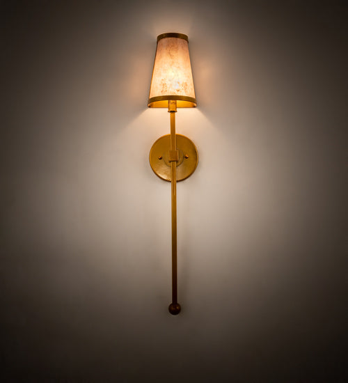 Meyda Lighting Verheven 5" Transparent Gold Over Nickel Wall Sconce With Silver Mica Shade Glass