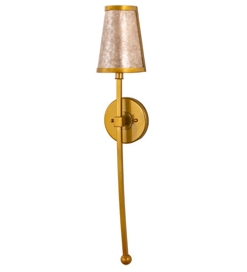 Meyda Lighting Verheven 5" Transparent Gold Over Nickel Wall Sconce With Silver Mica Shade Glass