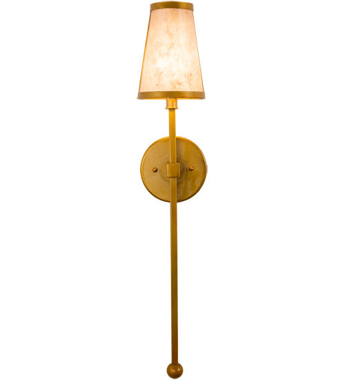 Meyda Lighting Verheven 5" Transparent Gold Over Nickel Wall Sconce With Silver Mica Shade Glass