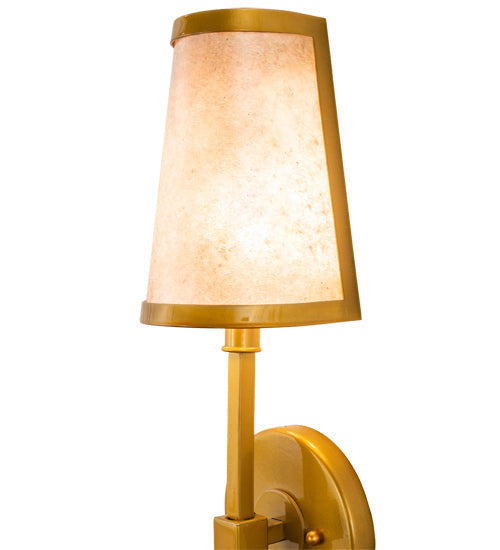 Meyda Lighting Verheven 5" Transparent Gold Over Nickel Wall Sconce With Silver Mica Shade Glass