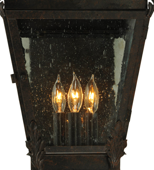 Meyda Lighting Verona 12" 3-Light Gilded Tobacco Lantern Wall Sconce With Clear Seeded Shade Glass