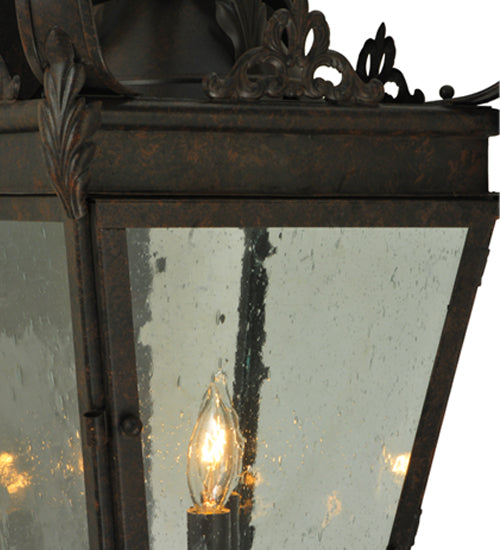 Meyda Lighting Verona 12" 3-Light Gilded Tobacco Lantern Wall Sconce With Clear Seeded Shade Glass