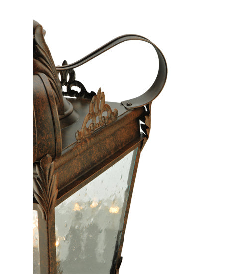 Meyda Lighting Verona 17" 3-Light Gilded Tobacco Post Mount Light With Clear Seeded Shade Glass