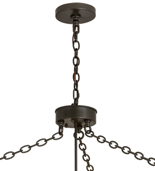 Meyda Lighting Vesuvius 62" 12-Light Timeless Bronze Inverted Pendant Light With Red Maduro Idalight Shade Glass