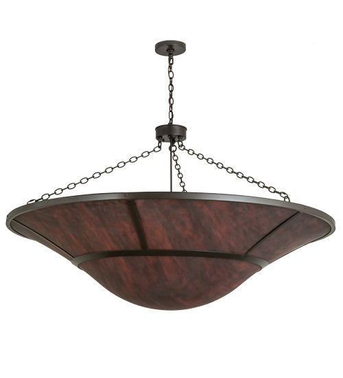 Meyda Lighting Vesuvius 62" 12-Light Timeless Bronze Inverted Pendant Light With Red Maduro Idalight Shade Glass