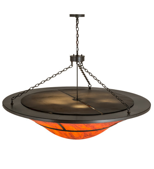 Meyda Lighting Vesuvius 62" 12-Light Timeless Bronze Inverted Pendant Light With Red Maduro Idalight Shade Glass