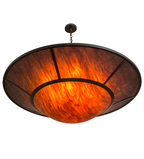 Meyda Lighting Vesuvius 62" 12-Light Timeless Bronze Inverted Pendant Light With Red Maduro Idalight Shade Glass