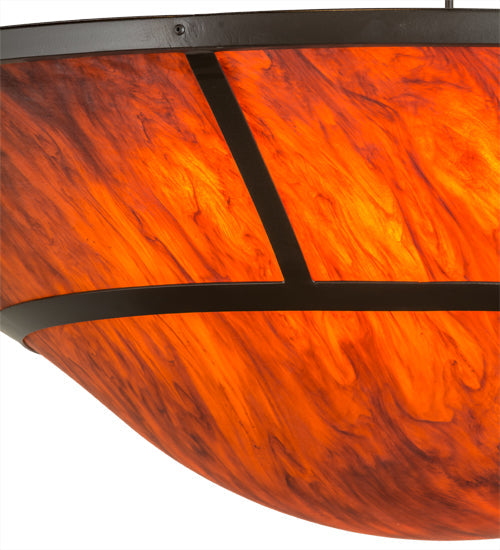 Meyda Lighting Vesuvius 62" 12-Light Timeless Bronze Inverted Pendant Light With Red Maduro Idalight Shade Glass