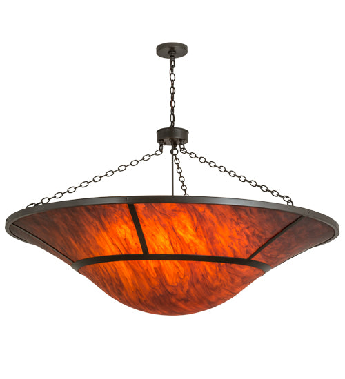 Meyda Lighting Vesuvius 62" 12-Light Timeless Bronze Inverted Pendant Light With Red Maduro Idalight Shade Glass
