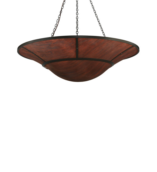 Meyda Lighting Vesuvius 62" 12-Light Timeless Bronze Inverted Pendant Light With Ruby And Amber Shade Glass