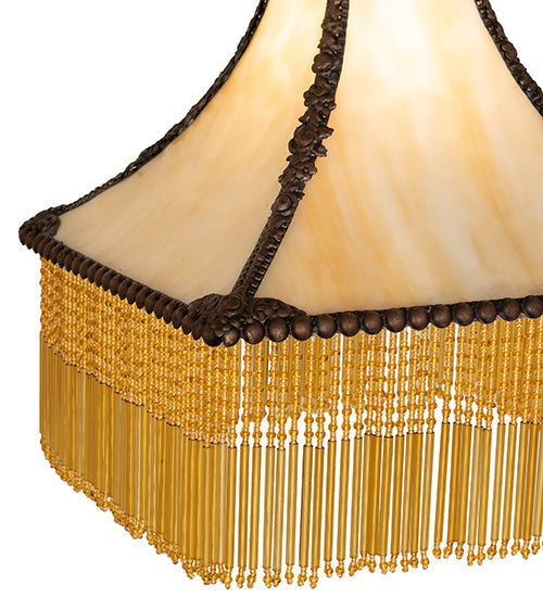 Meyda Lighting Victoria 15" Craftsman Brown & Mahogany Bronze Frame With Beige Art Shade Glass