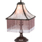 Meyda Lighting Victoria 21" Mahogany Bronze Table Lamp With Pink Shade Glass