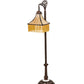 Meyda Lighting Victoria 59" Mahogany Bronze Bridge Arm Floor Lamp With Beige Art Shade Glass